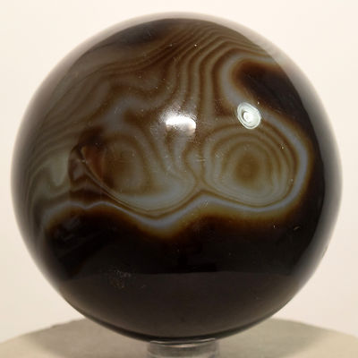 2.8'' Black Brown Agate Sphere Banded Natural Mineral Polished Crystal Ball India