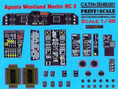 Print Scale Decals 1/48 3D AUGUST WESTLAND MERLIN HC.3 COCKPIT INSTRUMENT PANELS