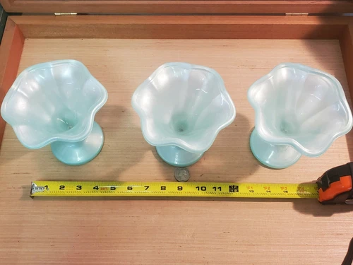 Made In Italy Green Enamel Petri Dishes- Depression Glass? Cups/Candy Dish vtg.