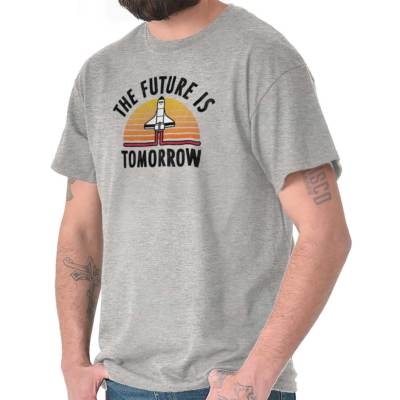 The Future is Tomorrow Rocket Ship Launch Womens or Mens Crewneck T Shirt Tee
