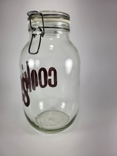 Carlton Glass Cookie Jar 3L Vintage 70s Container Hinged Lid 10-1/2 in x 6 in - Picture 3 of 10