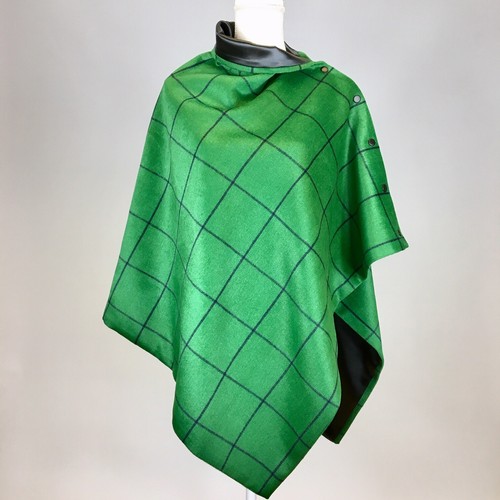 452. Handmade Green check tweed Cape Poncho - Picture 6 of 10