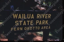 sl71 Original slide 1960's Hawaii  Wailua River State Park Fern Grotto sign 171a