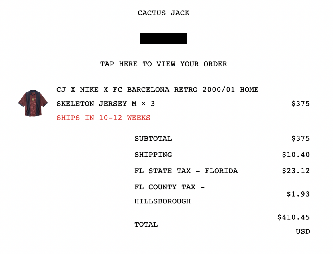 CJ X NIKE X FC BARCELONA RETRO 2000/01 HOME SKELETON JERSEY