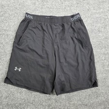 Under Armour Shorts Mens Large Black Fitted Mesh Panel Athletic 10 Inseam