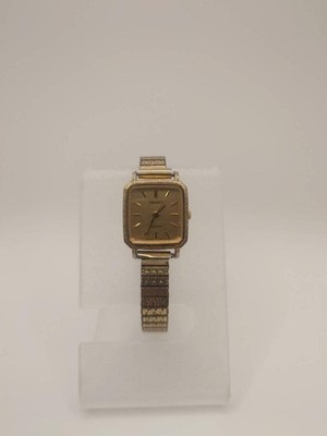 Orient GP Ladies Wristwatch Authentic Gold Square Face Metal Band Watch