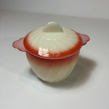 Sugar Bowl Fire King Sunrise Swirl Covered Vintage Made in USA