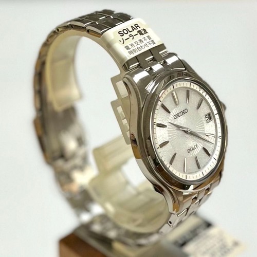 Seiko Dolce SADZ123 Radio Vague Contrôle Date or Blanc Solaire Homme Montre Auth - Photo 5 sur 8