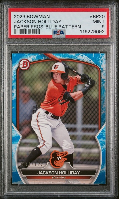 ⚾ Jackson Holliday 2023 Bowman Blue Pattern /125 PSA 9 Orioles
