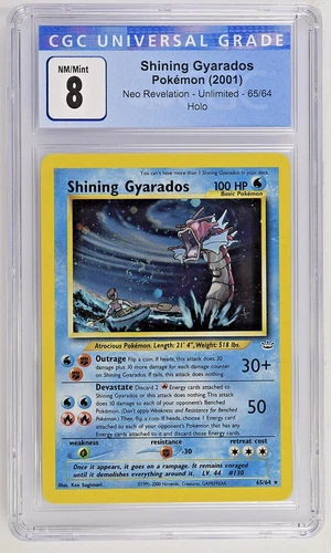 (PSA) CGC 8 Shining Gyarados SWIRL HOLO Neo Revelation Pokemon Card #65 Clean!
