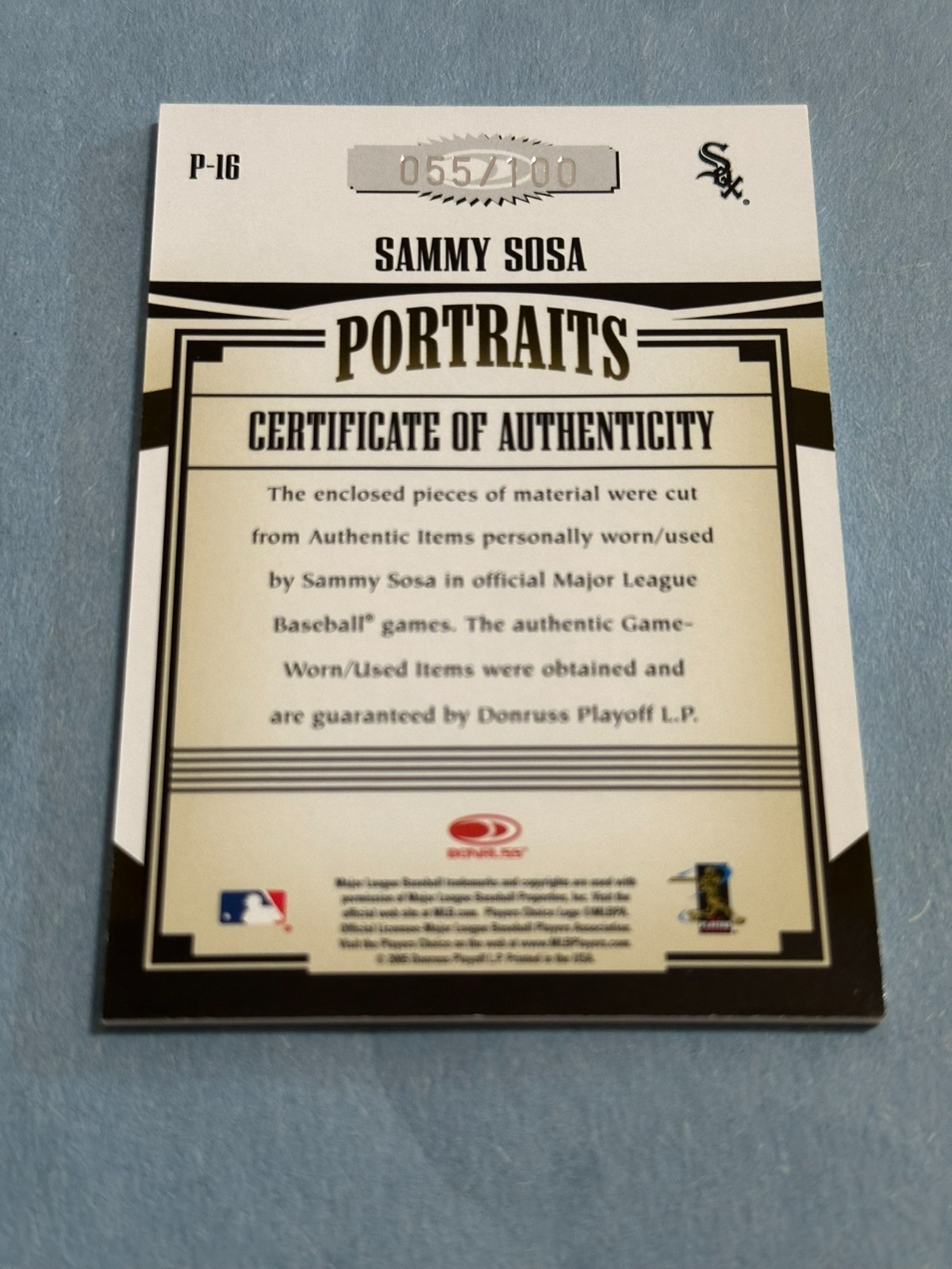 2005 Donruss Prime Patches - Sammy Sosa #P-16 Portraits Quad Relic /100