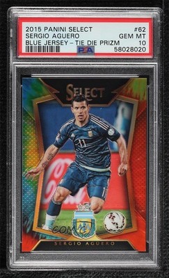 2015-16 Panini Select Tie-Dye Prizm 10/30 Sergio Aguero #62 PSA 10 GEM MT 14hs