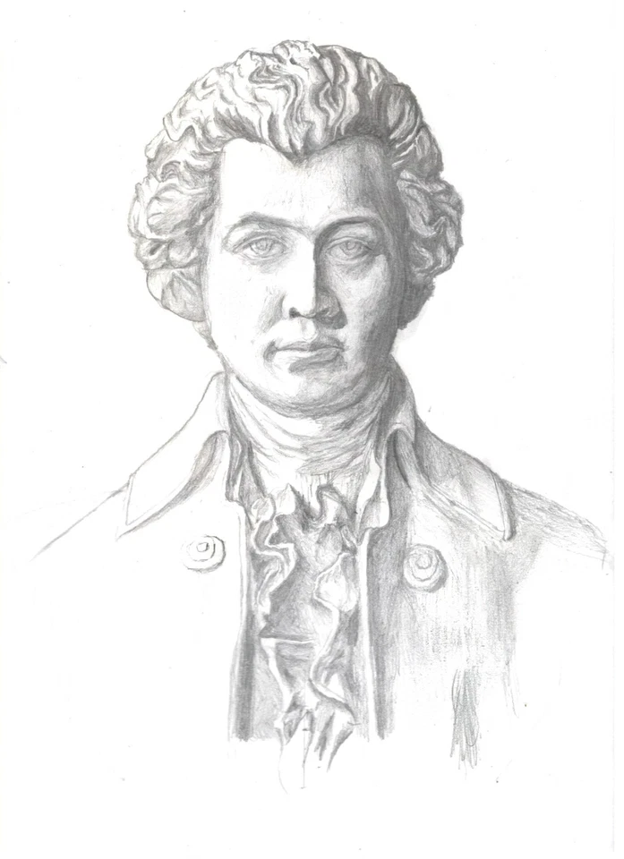 Bocetos originales enmarcados, bustos de Bach, Mozart y Beethoven 14,5 x 17,5" Foto 3 de 4