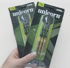 Two Sets Of Unicorn Brass Plated Dart Set St10 17g Steel Tip New Sealed Package