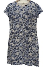 Tommy Hilfiger Lace Sheath Dress Women’s Size 4 Blue White Floral Short Sleeve