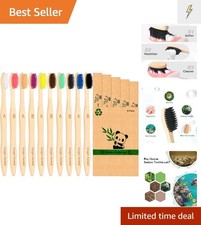 Multi-Color Bamboo Toothbrush Set - 10 Count Soft Bristles for The Family