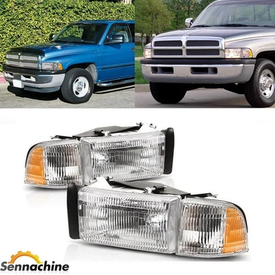 For 1994-2002 Dodge Ram 1500 2500 3500 Left&Right Side Chrome Headlight Headlamp - Bild 1 von 4