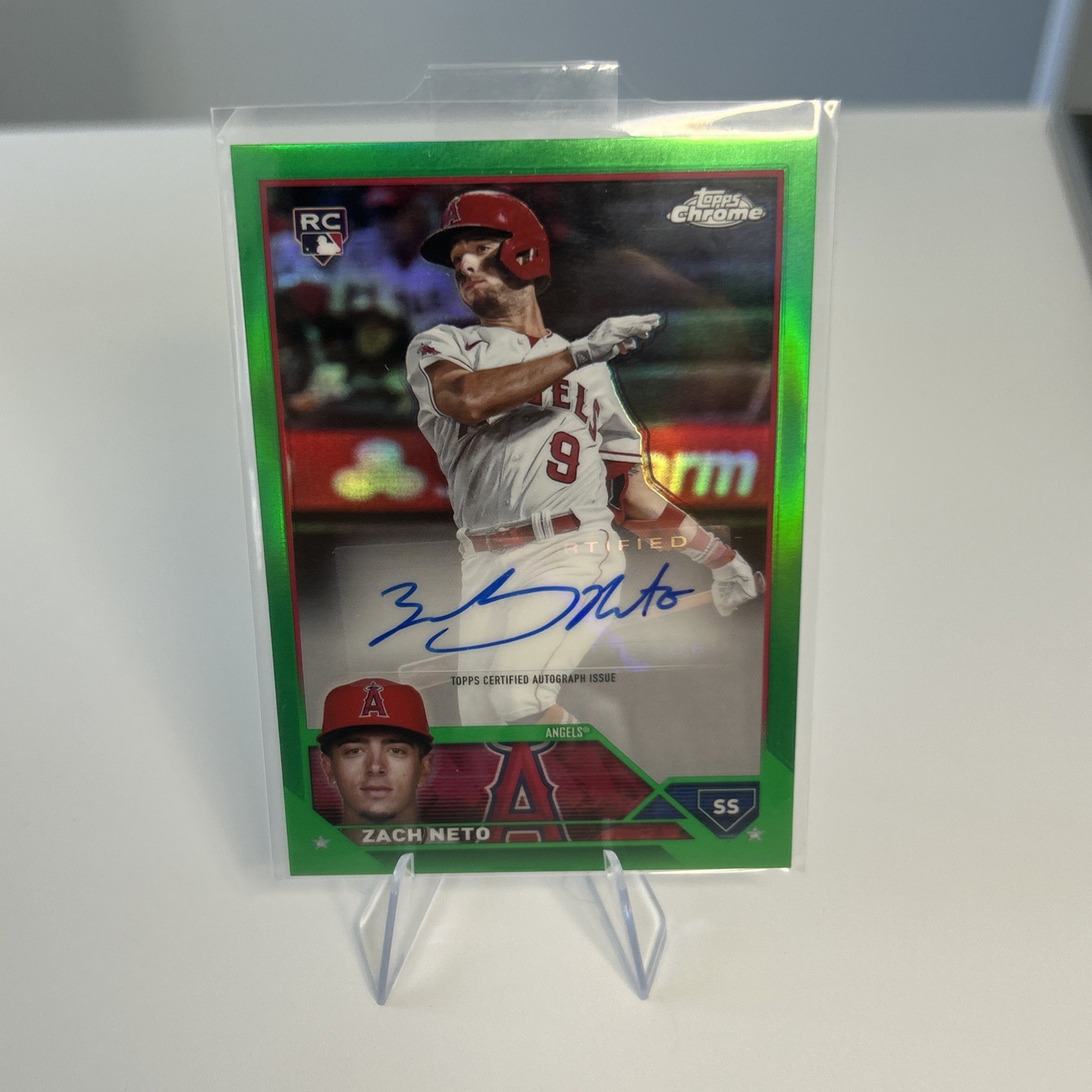 2023 Topps Chrome Update Autographs Zach Neto #AC-ZN Green Refractor /99 AU, RC