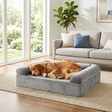 Cooling Gel Memory Foam Dog Bed w/Bolsters, Washable Cover and Non-slip Bottom