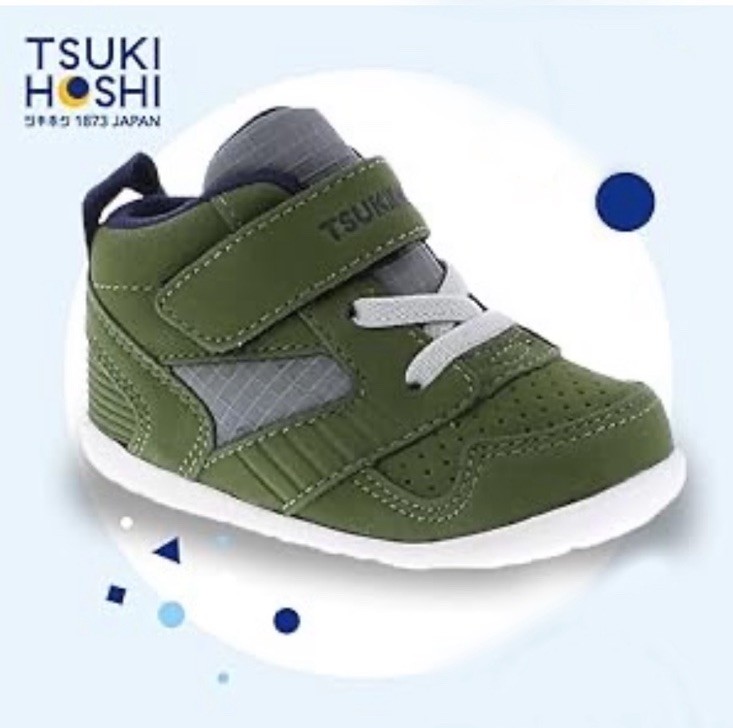 Tsukihoshi Racer Mid Top Textile Sneaker Boot Shoe Green/Nav