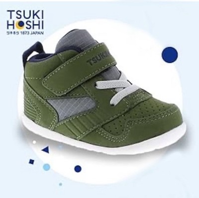 Tsukihoshi Racer Mid Top Textile Sneaker Boot Shoe Green/Navy 2511-301B Unisex 4