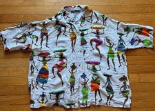 Vibrant Colorful buttoned Shirt with African Print Women's One Size Fits Most