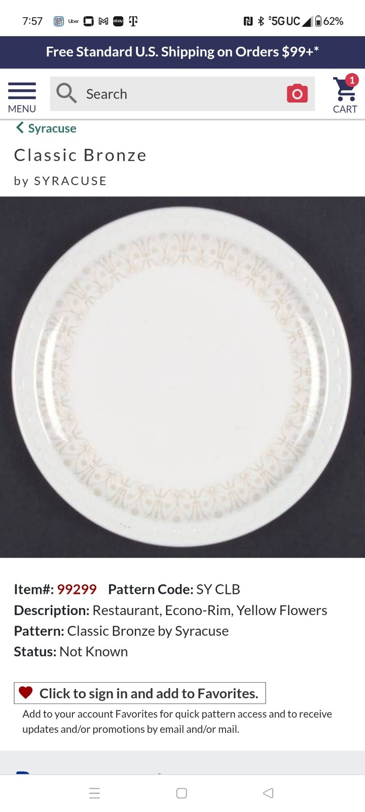 Set of 6 Syracuse China Coffee Mugs Classic Bronze Pattern Made 1980