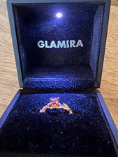 GLAMIRA Aura 9ct 375 Yellow Gold Natural Ruby & Diamond Solitaire Ring Size N/12