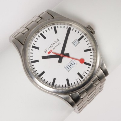 Mondaine Retro Day Date 41mm Swiss Railways White Dial Steel Mens
