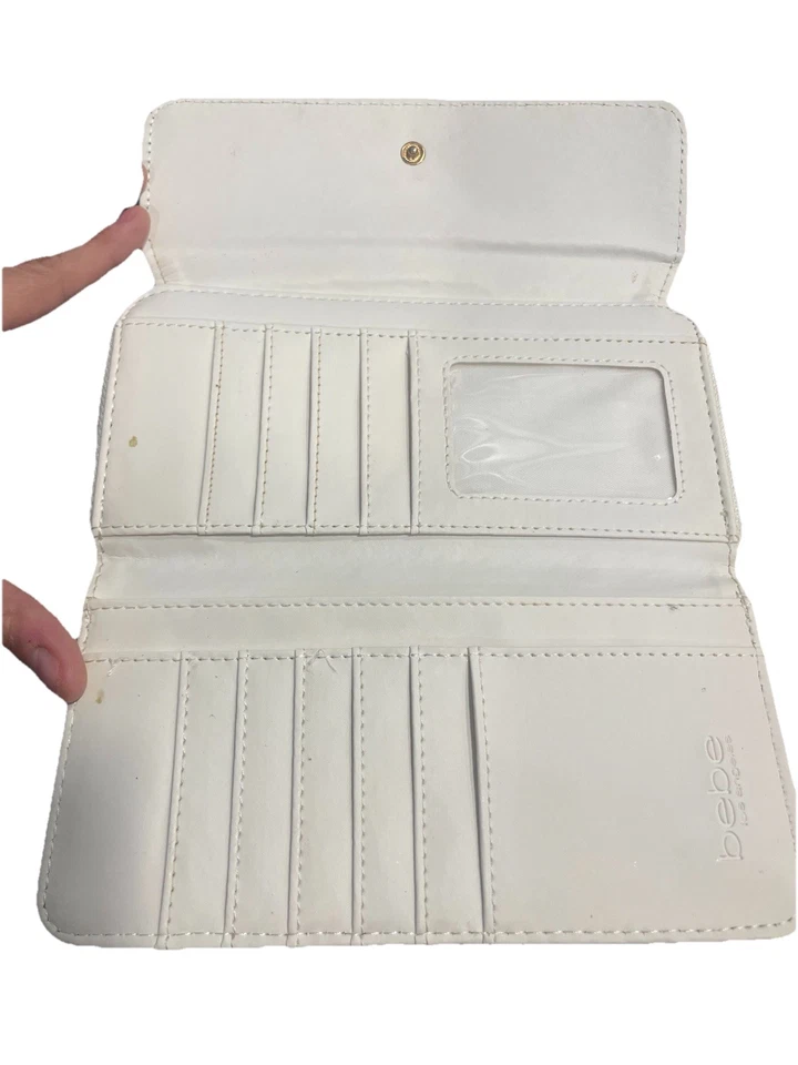 Бумажник Bebe Los Angeles белый кожаный с тиснением золотым логотипом бумажник бумажник - Изображение 4 из 4