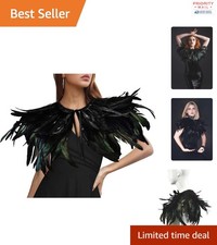 Halloween Black Witch Feather Collar Shawl Unique Cape Accessories for Women