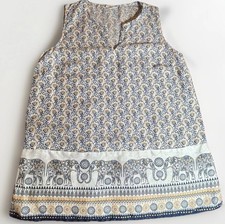 J Jill Top PS Linen Tank Elephant Print Sleeveless Shirt Coastal Boho Resort