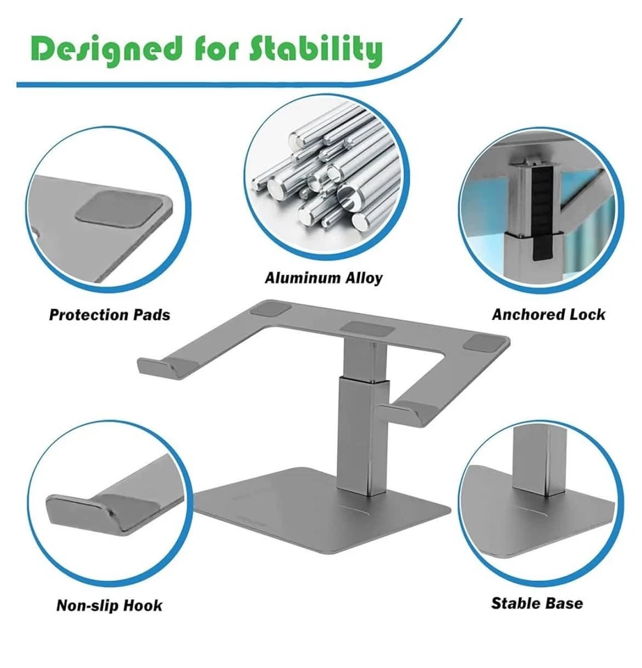 Pivot Laptop Stand for Desk – Adjustable Aluminium Laptop Riser - Image 2 of 4