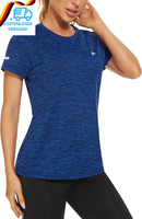 Tacvasen Damen Meliert Sport T-Shirt Laufshirt Kurzarm Sportshirt Rundhals Shirt