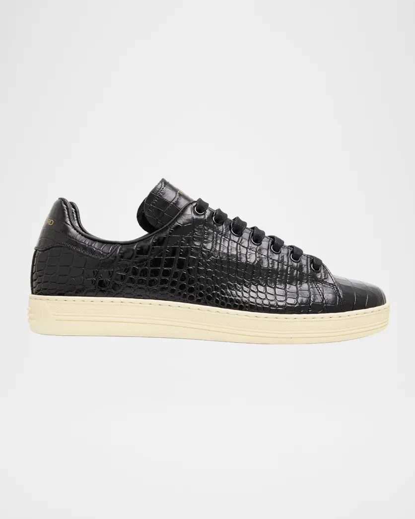 Tom Ford — TOM FORD Men's Warwick Croc-Embossed Leather Sneakers, Size 11US