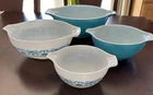 Vtg Pyrex Apollo 11 Horizon Blue Cinderella Bowls Compete Set 441 442 443 444