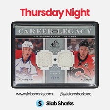 2011 SP GAME USED #CL2-BB JAY BOUWMEESTER CAREER LEGACY DUAL JERSEY /75