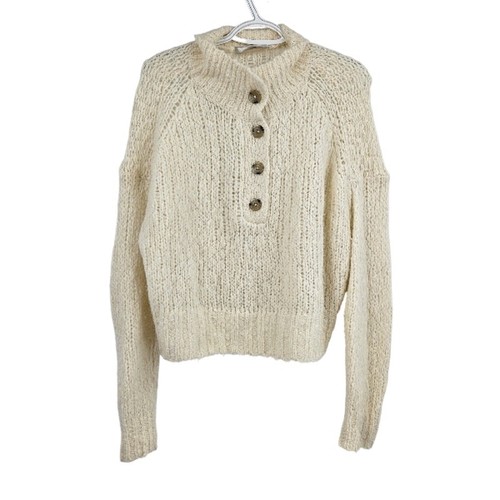 Everlane Lofty Knit Henley Sweater Cream Merino Wool Alpaca Pullover Size S - Picture 1 of 7