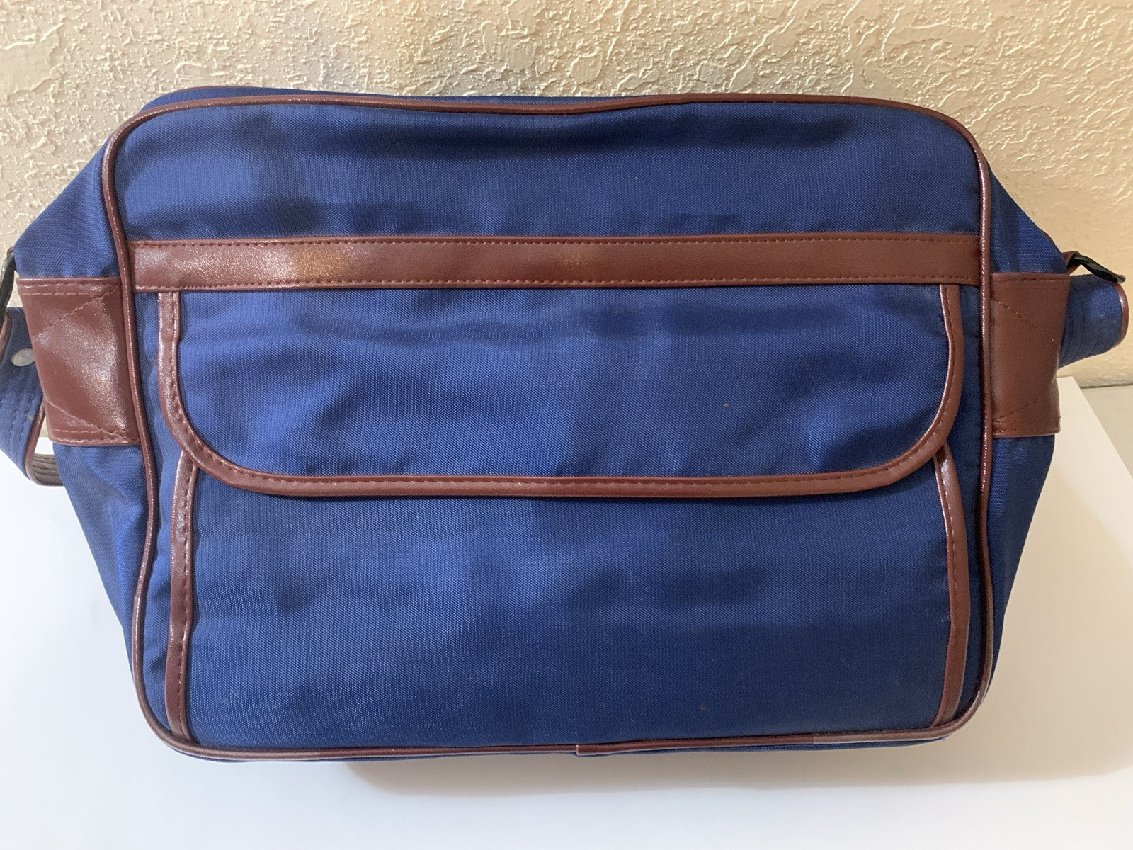 Borsa da viaggio vintage YSL Yves Saint Laurent blu nylon messenger