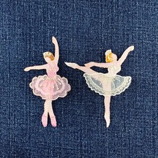2-Pack Ballerina Applique Patch Set - Embroidered Ballet Dancer Badges Iron On