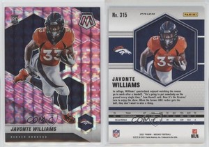 2021 Panini Mosaic Rookies Pink Camo Prizm Javonte Williams #315 Rookie RC