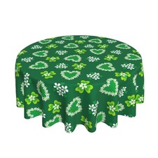 Green St Patricks Day Tablecloth,Round Tablecloth 60 Inch,Saint Patricks Sham...