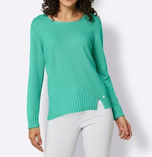 Creation L Premium Damen Pullover Oberteil Langarm Rundhals blaugrün Gr. 42