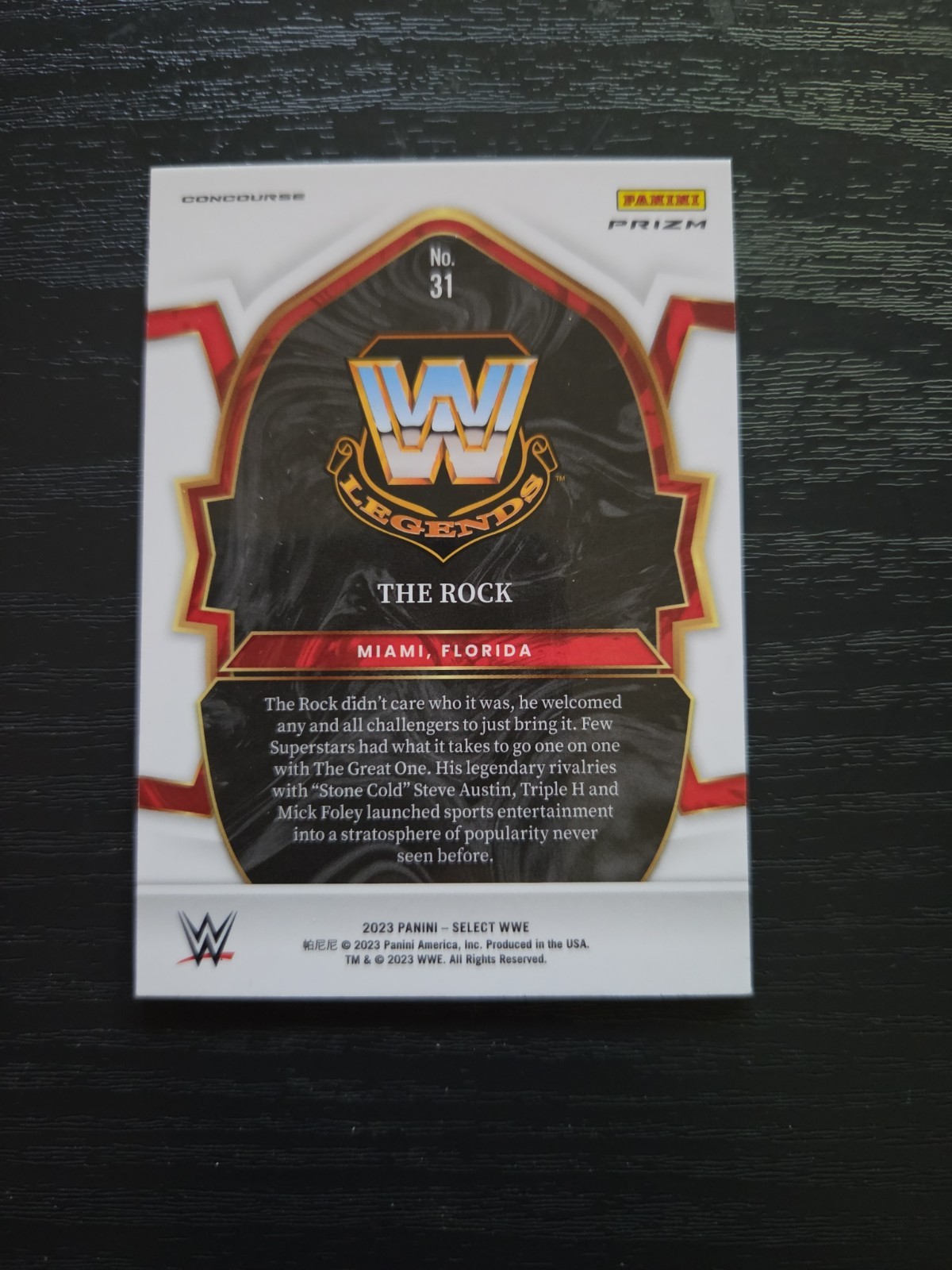 2023 WWE Select Red & Blue Prizm Card #31 The Rock view 3