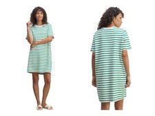 Everlane Women Size L Organic Cotton Weekend Tee Dress Green White NWOT MSRP $58