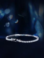 Round Cut 3MM Moissanite Tennis Bracelets 925 Sterling Silver Bracelet Women
