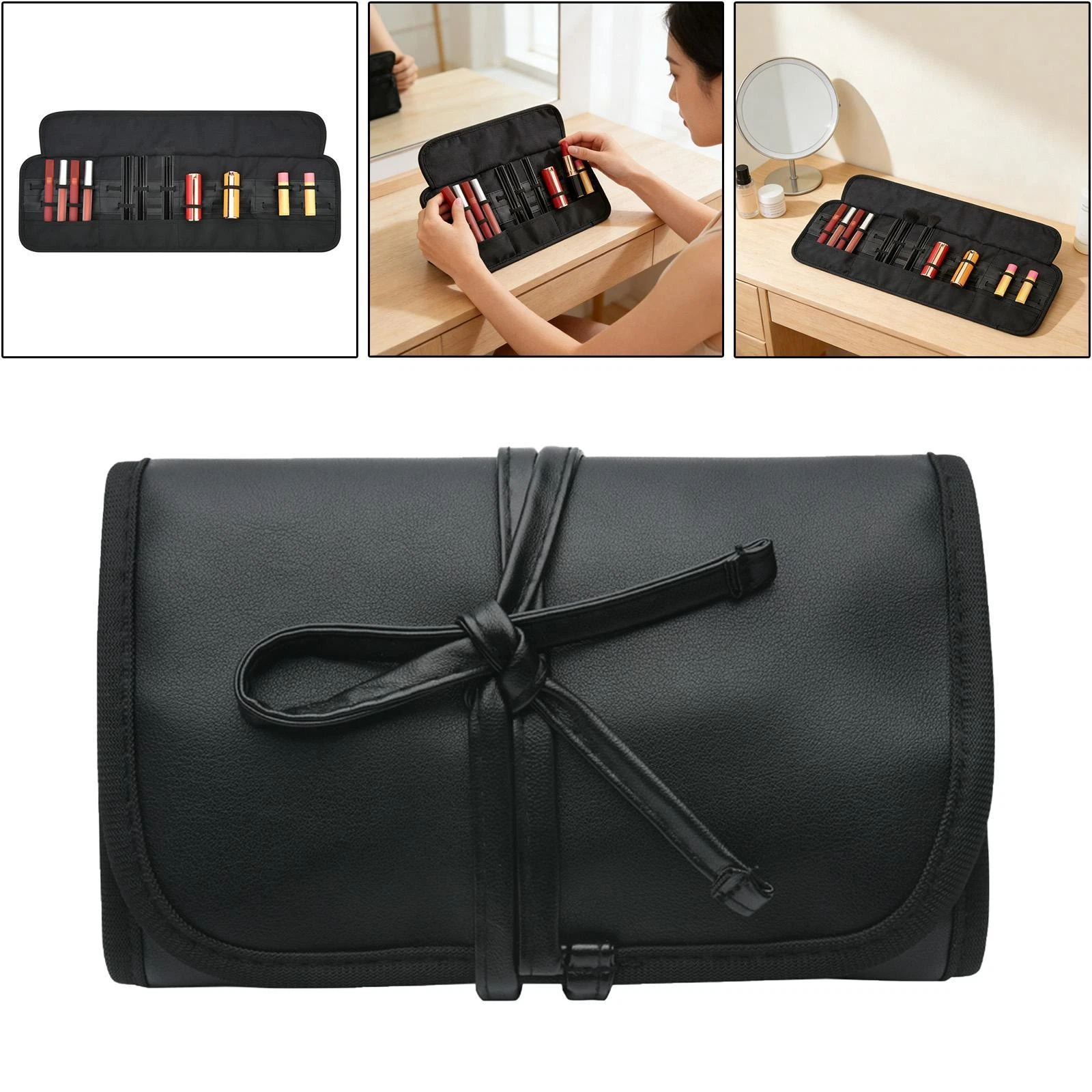Lipstick Organizer Case Camping Essential Portable Travel Roll up Makeup Bag