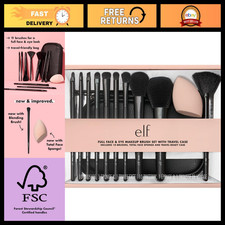 11-Piece Makeup Brush Set with Travel Case - Vegan, Cruelty-Free Face  Eye Brus