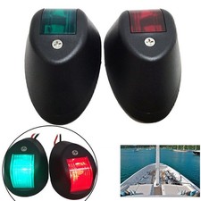 2Pair 12V Marine Boat 6 LED Bi-color Bow Navigation Lights Red & Green Black