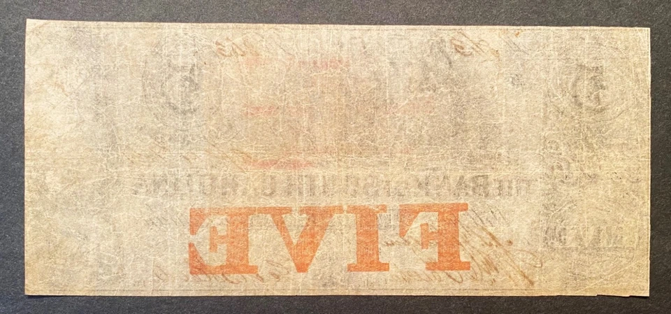 *AWESOME* $5 1863 BANK OF SOUTH CAROLINA, CHARLESTON CHOICE MID GRADE - Image 2 of 2